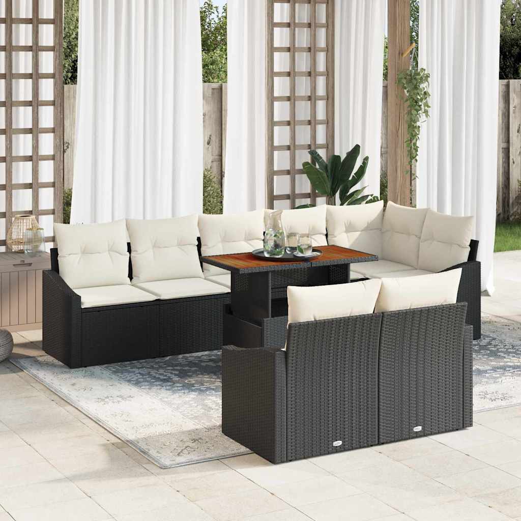 Conjunto de Sofá de Jardim 9 pcs Preto Rattan Sintético