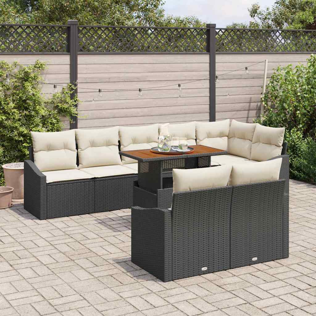 Conjunto de Sofá de Jardim 9 pcs Preto Rattan Sintético