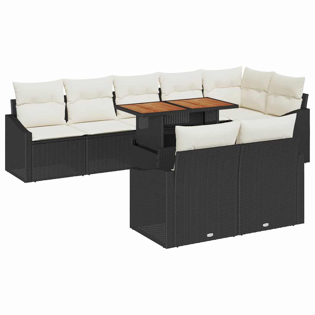 Conjunto de Sofá de Jardim 9 pcs Preto Rattan Sintético