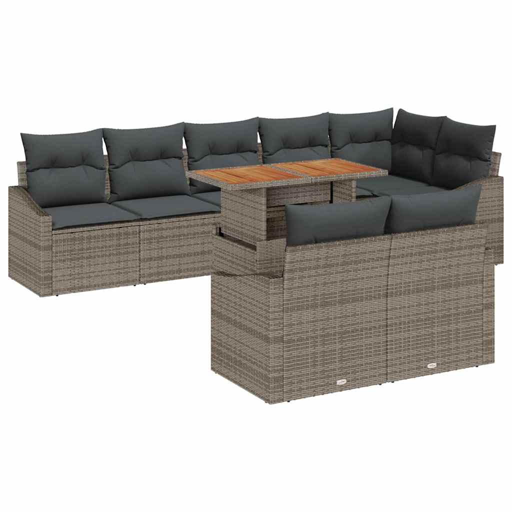 Conjunto de Sofá de Jardim 9 pcs Cinzeto Rattan Sintético
