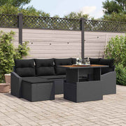Conjunto de Sofá de Jardim 7 pcs Preto Rattan Sintético
