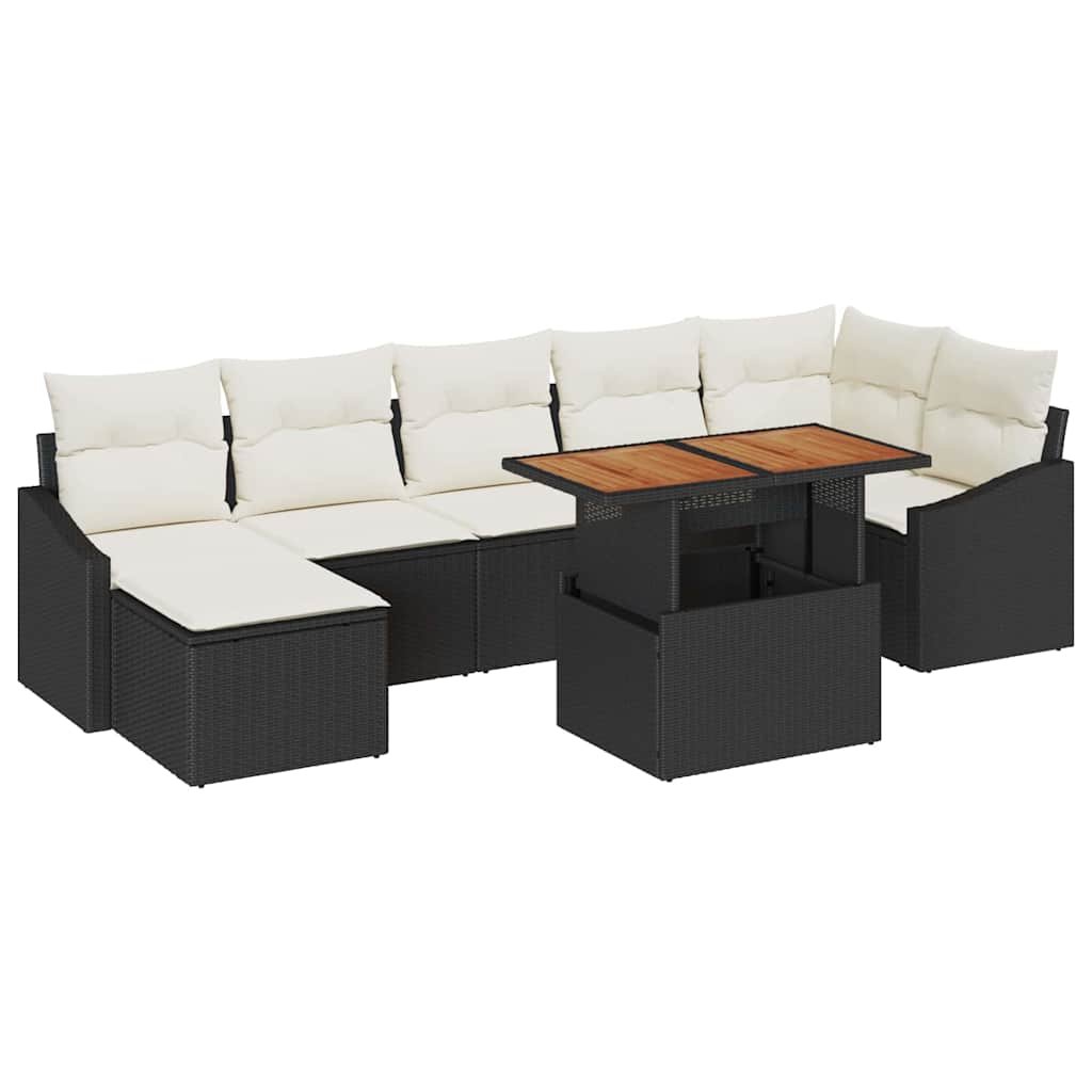Conjunto de Sofá de Jardim 8 pcs Preto Rattan Sintético