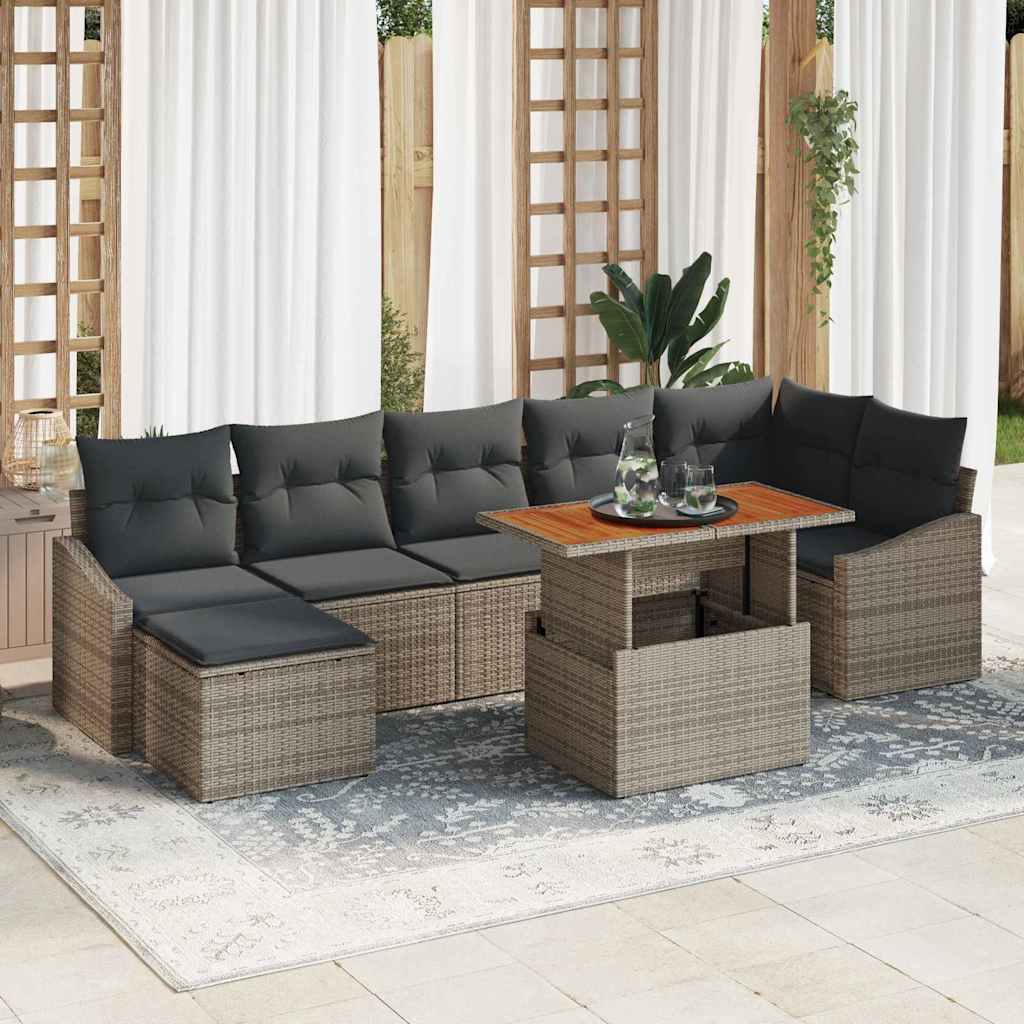 Conjunto de Sofá de Jardim 8 pcs Cinzeto Rattan Sintético