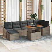 Conjunto de Sofá de Jardim 8 pcs Cinzeto Rattan Sintético