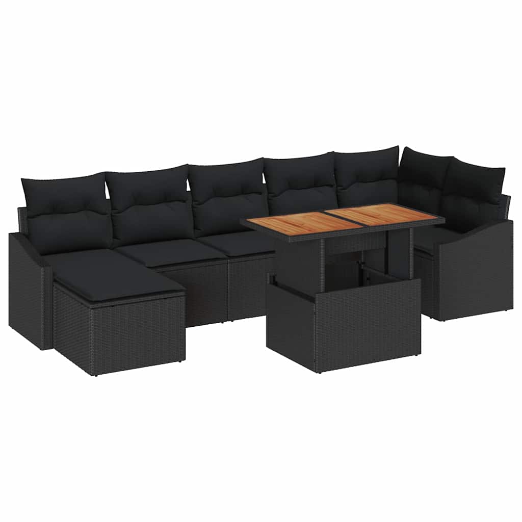Conjunto de Sofá de Jardim 8 pcs Preto Rattan Sintético