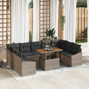 Conjunto de Sofá de Jardim 10 pcs Cinzeto Rattan Sintético