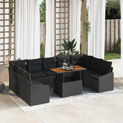 Conjunto de Sofá de Jardim 10 pcs Preto Rattan Sintético