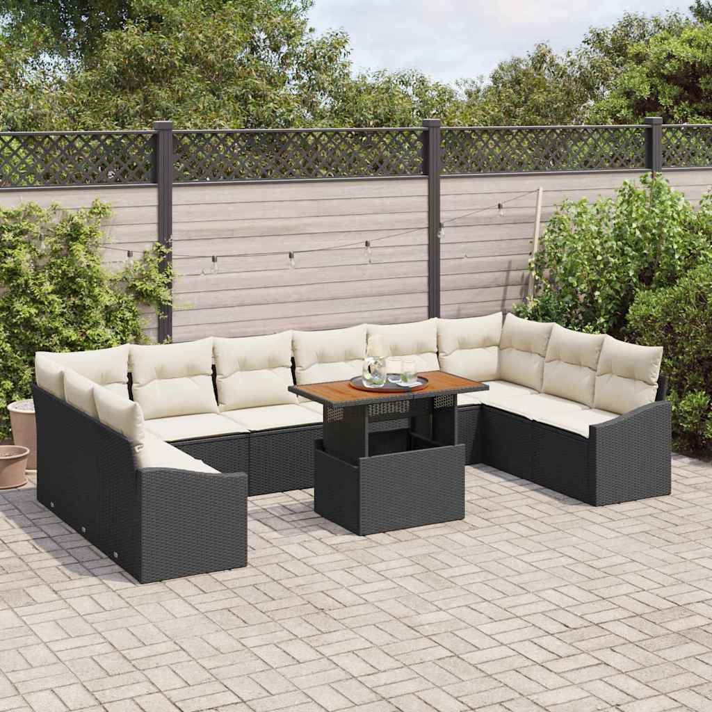 Conjunto de Sofá de Jardim 11 pcs Preto Rattan Sintético