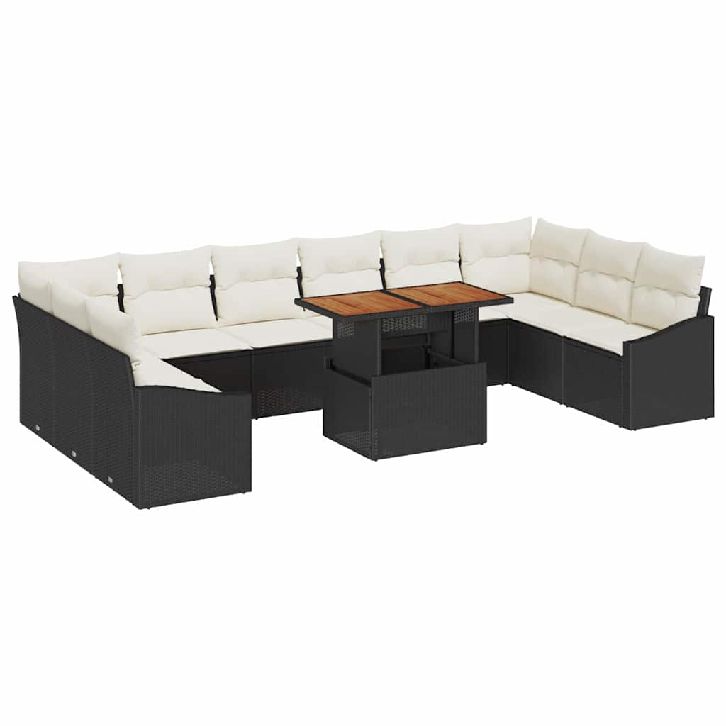 Conjunto de Sofá de Jardim 11 pcs Preto Rattan Sintético