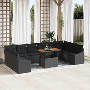 Conjunto de Sofá de Jardim 11 pcs Preto Rattan Sintético