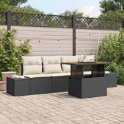 Conjunto de Sofá de Jardim 5 pcs Preto Rattan Sintético
