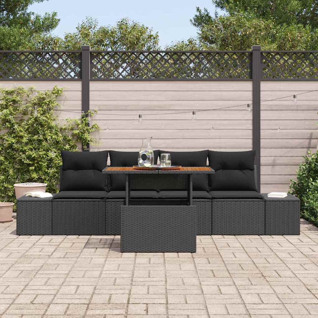 Conjunto de Sofá de Jardim 5 pcs Preto Rattan Sintético