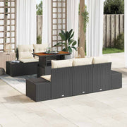 Conjunto de Sofá de Jardim 6 pcs Preto Rattan Sintético