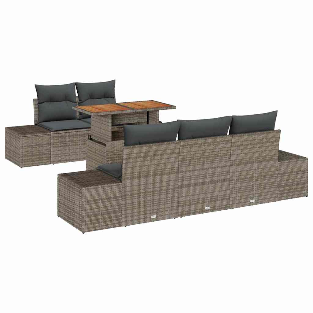 Conjunto de Sofá de Jardim 6 pcs Cinzeto Rattan Sintético