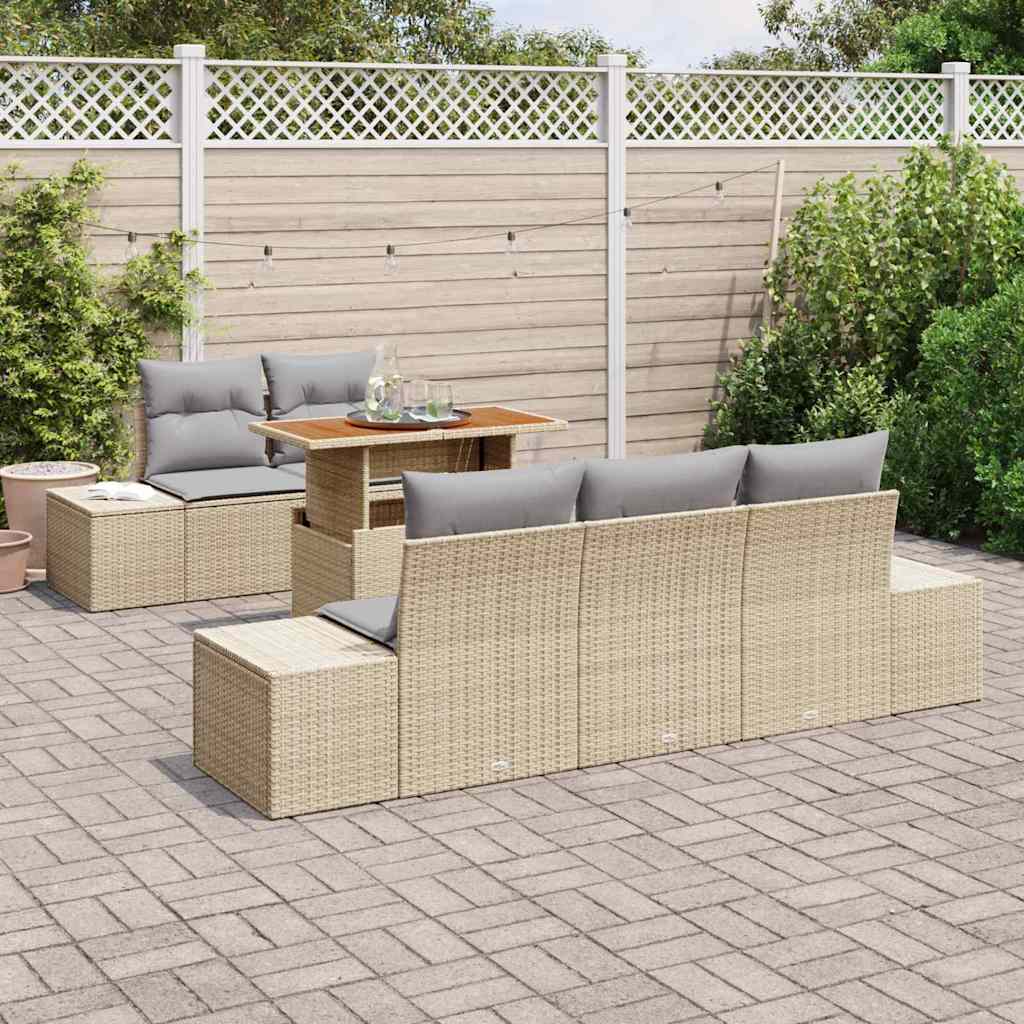 Conjunto de Sofá de Jardim 6 pcs Bege Rattan Sintético