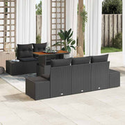 Conjunto de Sofá de Jardim 6 pcs Preto Rattan Sintético