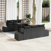 Conjunto de Sofá de Jardim 7 pcs Preto Rattan Sintético
