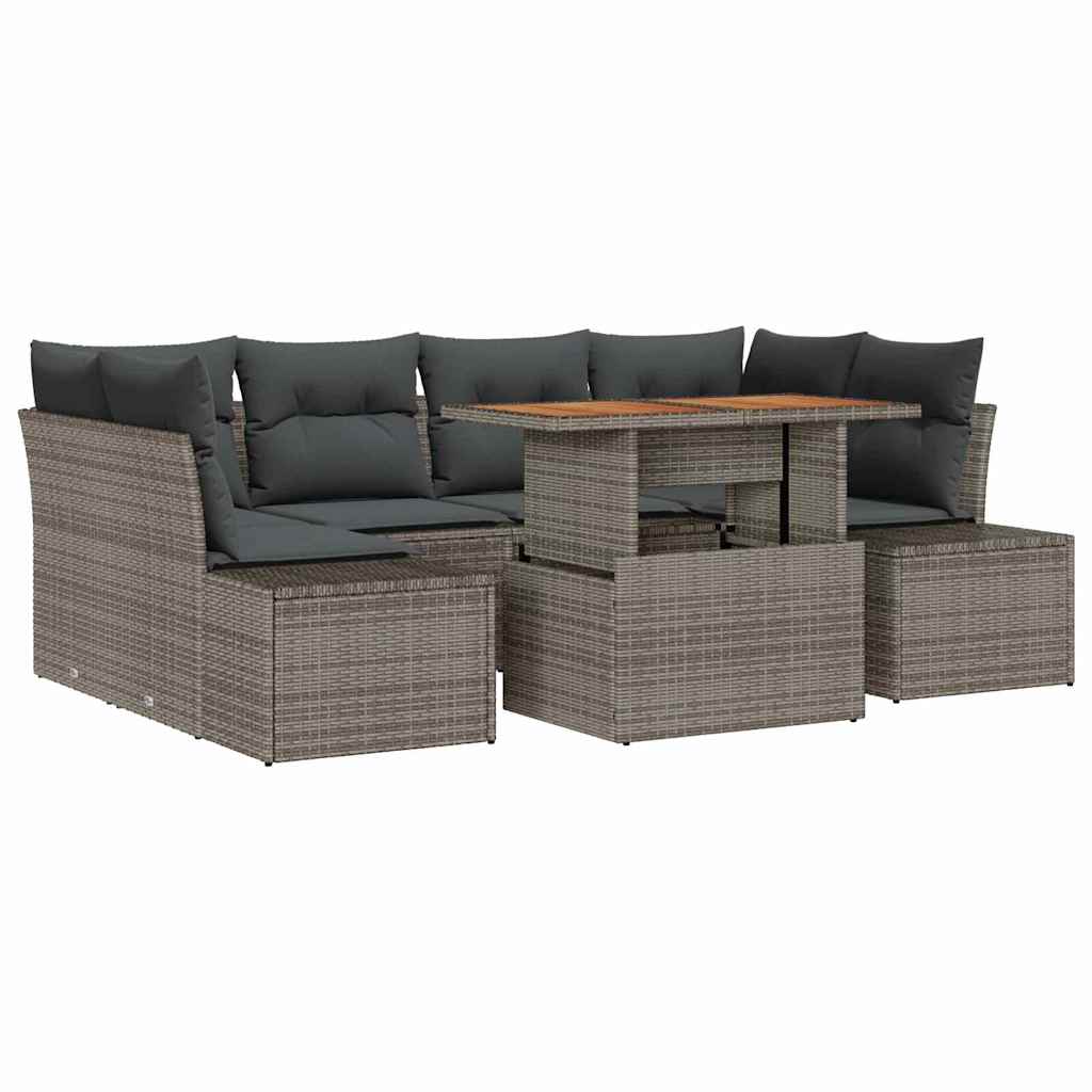 Conjunto de Sofá de Jardim 7 pcs Cinzeto Rattan Sintético