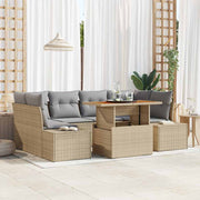 Conjunto de Sofá de Jardim 7 pcs Bege Rattan Sintético
