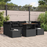 Conjunto de Sofá de Jardim 7 pcs Preto Rattan Sintético