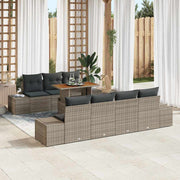 Conjunto de Sofá de Jardim 8 pcs Cinzeto Rattan Sintético