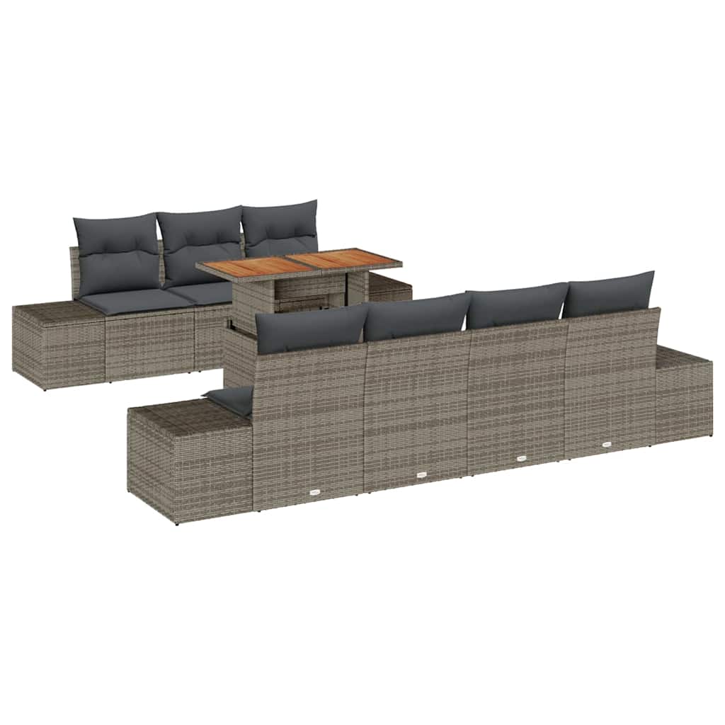 Conjunto de Sofá de Jardim 8 pcs Cinzeto Rattan Sintético