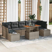 Conjunto de Sofá de Jardim 8 pcs Cinzeto Rattan Sintético