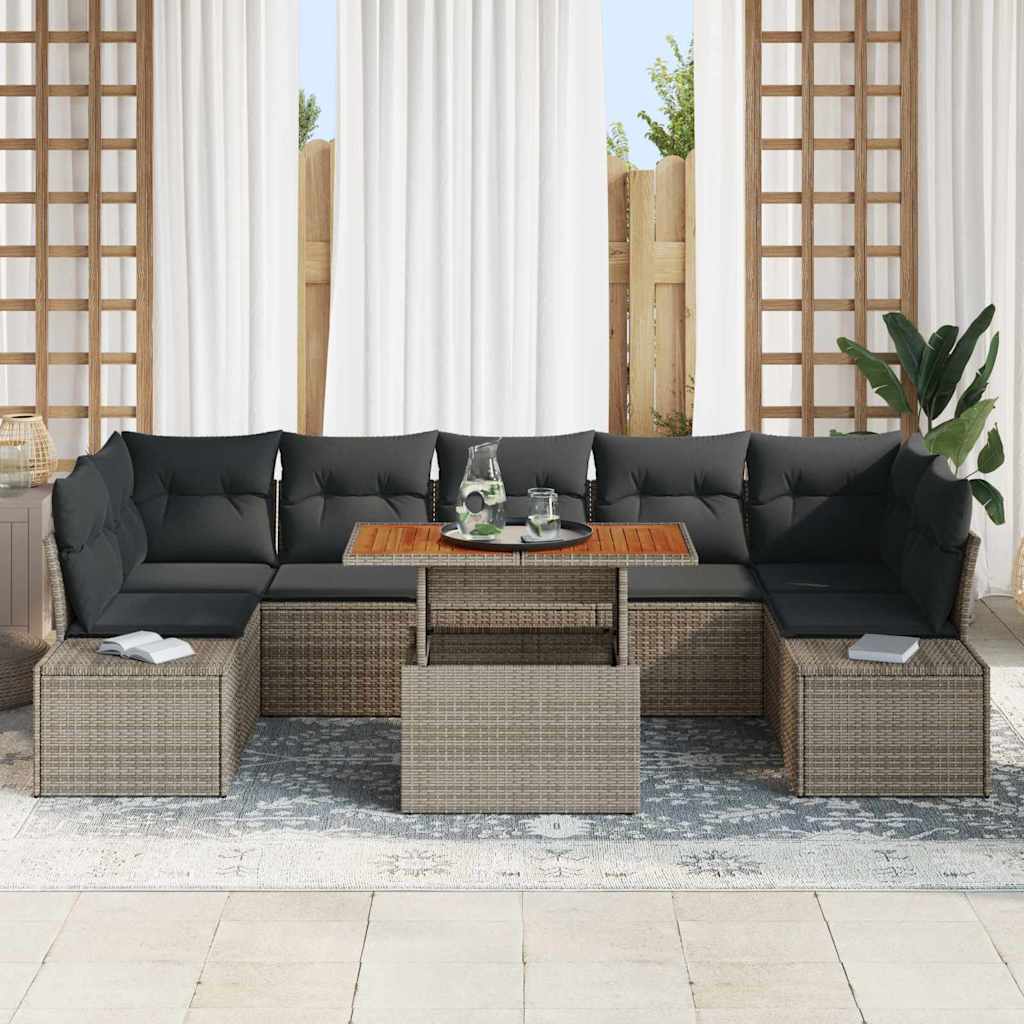 Conjunto de Sofá de Jardim 8 pcs Cinzeto Rattan Sintético