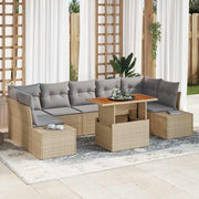 Conjunto de Sofá de Jardim 8 pcs Bege Rattan Sintético