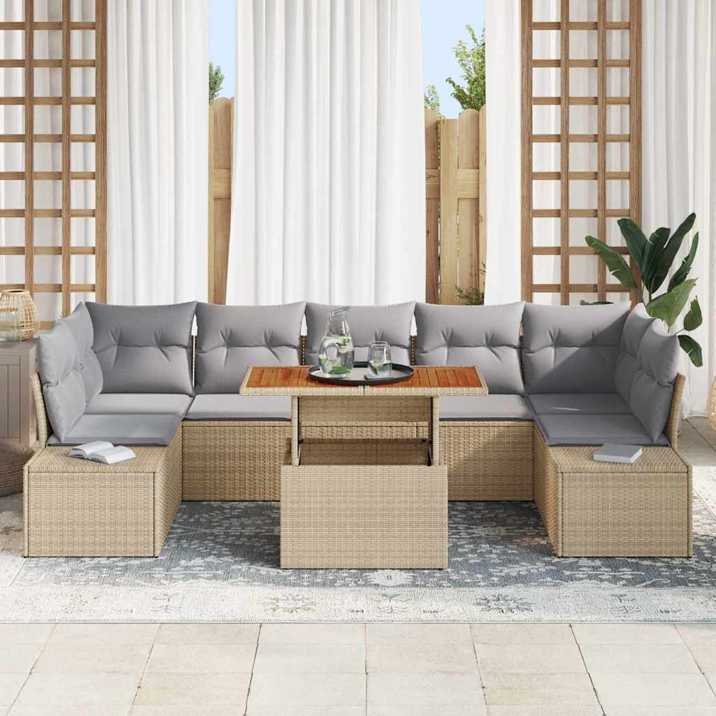 Conjunto de Sofá de Jardim 8 pcs Bege Rattan Sintético