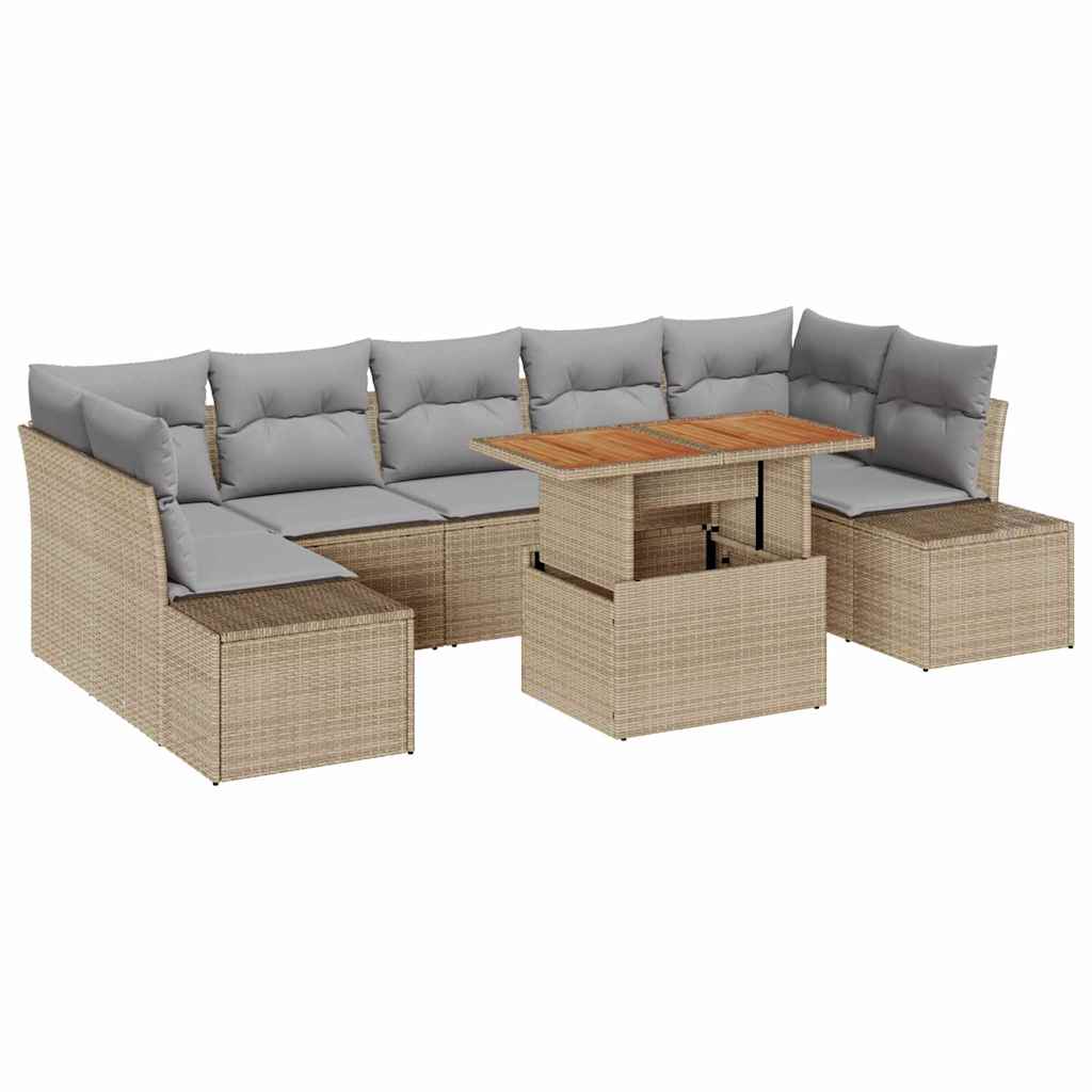 Conjunto de Sofá de Jardim 8 pcs Bege Rattan Sintético