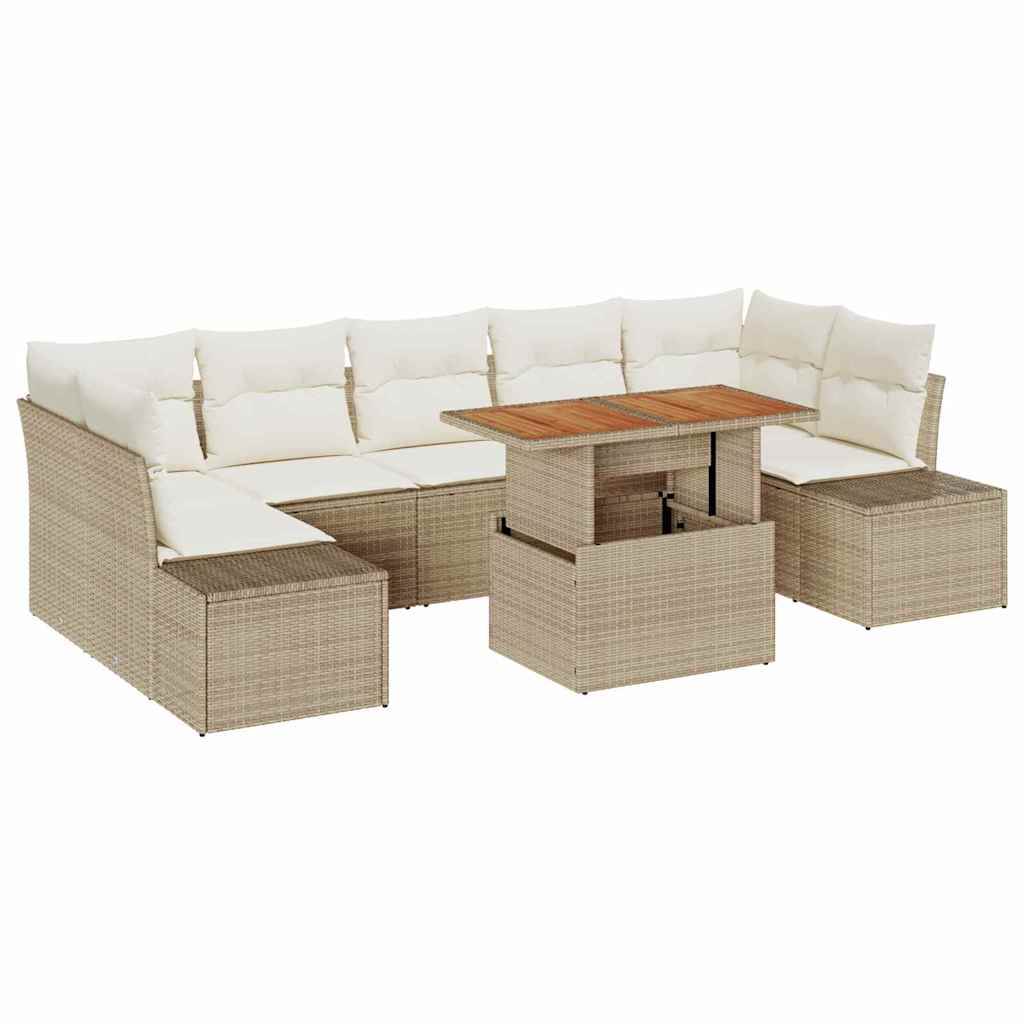 Conjunto de Sofá de Jardim 8 pcs Bege Rattan Sintético