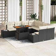 Conjunto de Sofá de Jardim 9 pcs Preto Rattan Sintético