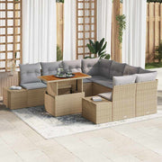 Conjunto de Sofá de Jardim 9 pcs Bege Rattan Sintético