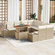 Conjunto de Sofá de Jardim 9 pcs Bege Rattan Sintético