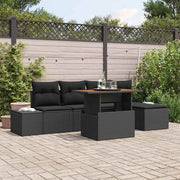 Conjunto de Sofá de Jardim 6 pcs Preto Rattan Sintético