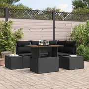 Conjunto de Sofá de Jardim 5 pcs Preto Rattan Sintético