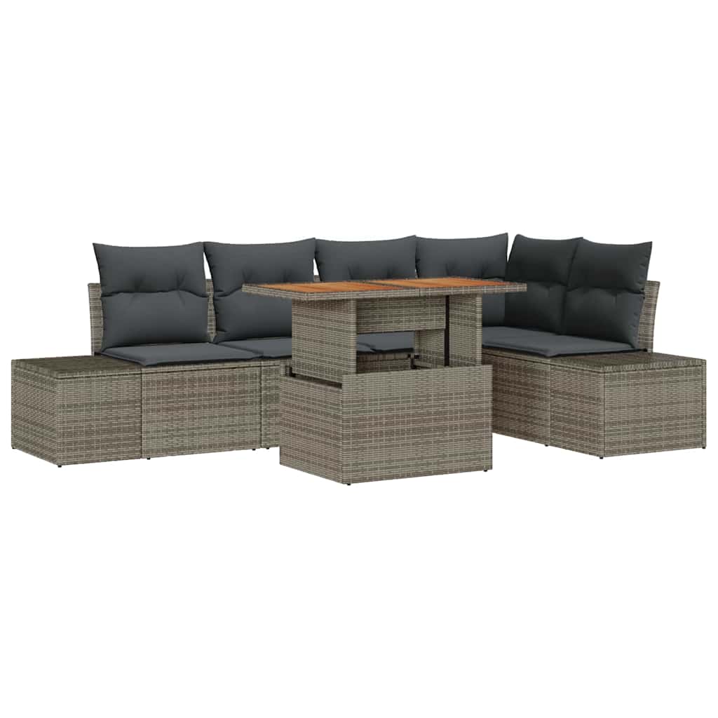 Conjunto de Sofá de Jardim 6 pcs Cinzeto Rattan Sintético