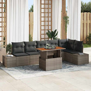 Conjunto de Sofá de Jardim 7 pcs Cinzeto Rattan Sintético