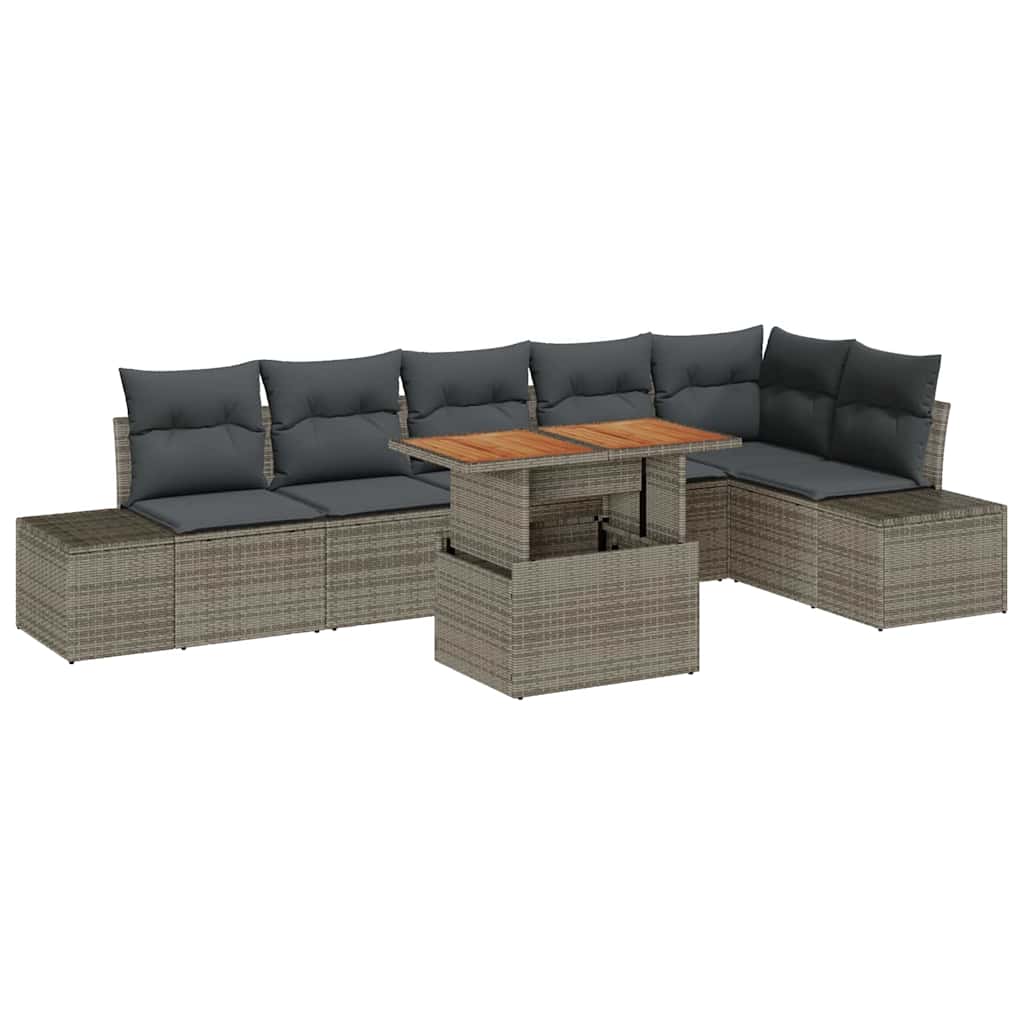 Conjunto de Sofá de Jardim 7 pcs Cinzeto Rattan Sintético
