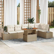 Conjunto de Sofá de Jardim 7 pcs Bege Rattan Sintético