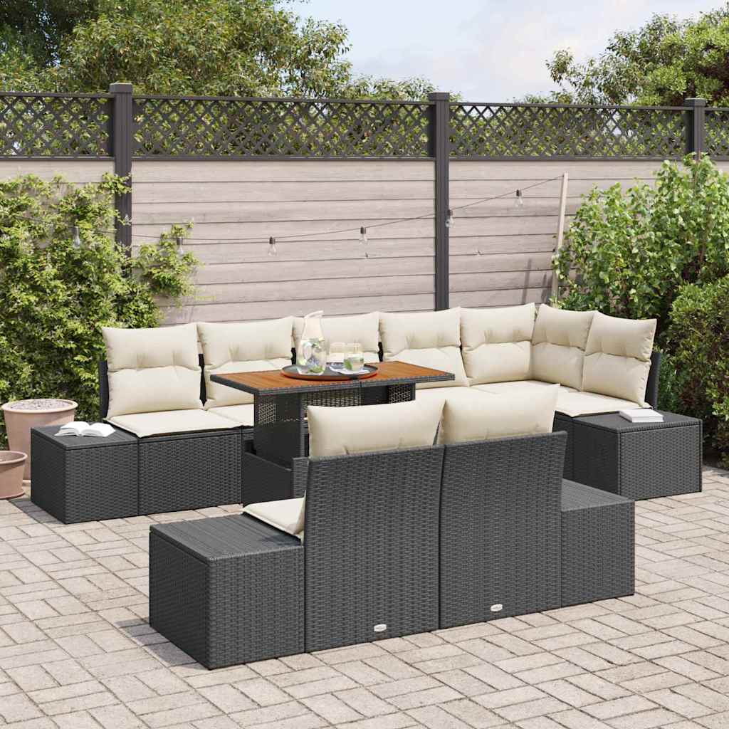 Conjunto de Sofá de Jardim 9 pcs Preto Rattan Sintético