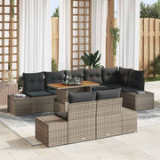 Conjunto de Sofá de Jardim 9 pcs Cinzeto Rattan Sintético