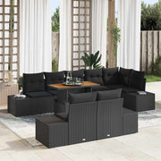 Conjunto de Sofá de Jardim 9 pcs Preto Rattan Sintético