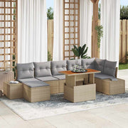 Conjunto de Sofá de Jardim 8 pcs Bege Rattan Sintético
