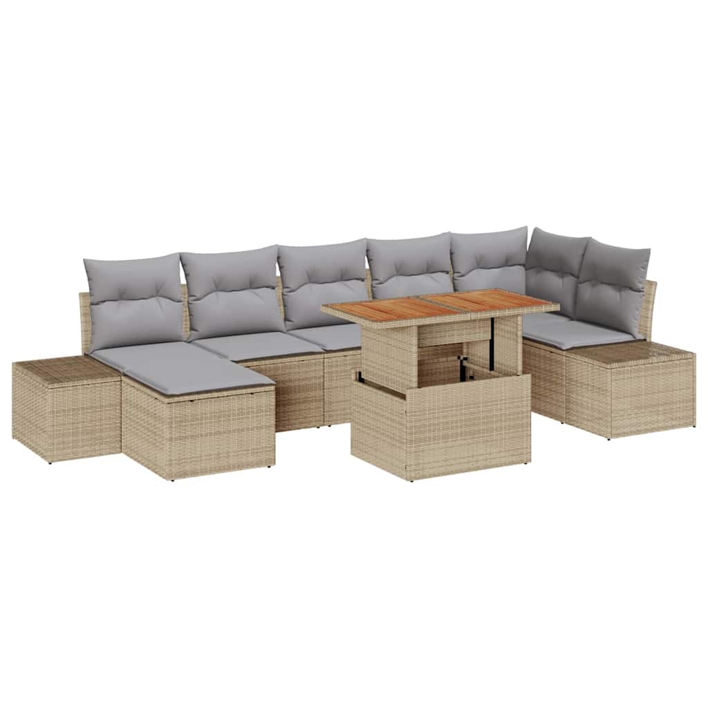 Conjunto de Sofá de Jardim 8 pcs Bege Rattan Sintético