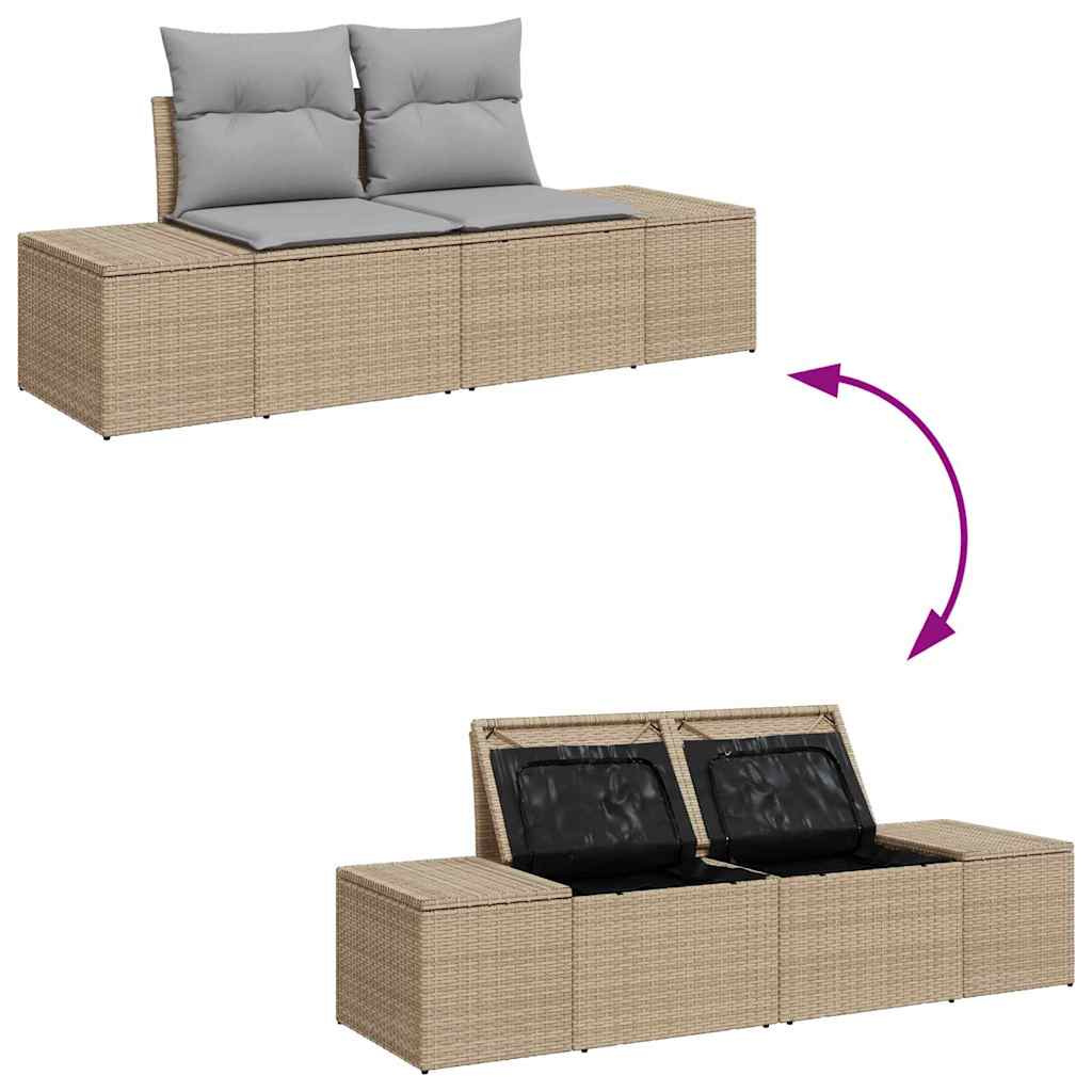 Conjunto de Sofá de Jardim 8 pcs Bege Rattan Sintético
