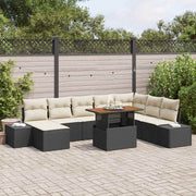 Conjunto de Sofá de Jardim 9 pcs Preto Rattan Sintético