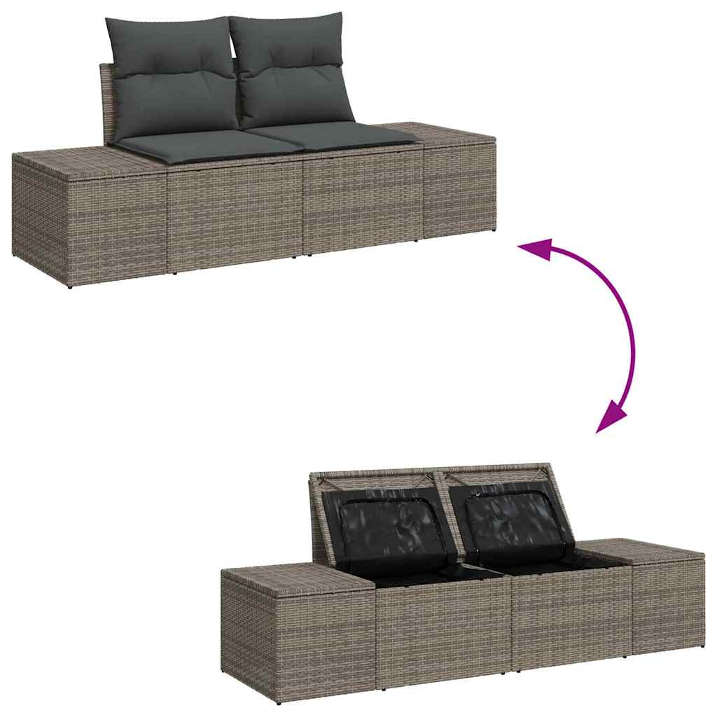 Conjunto de Sofá de Jardim 9 pcs Cinzeto Rattan Sintético