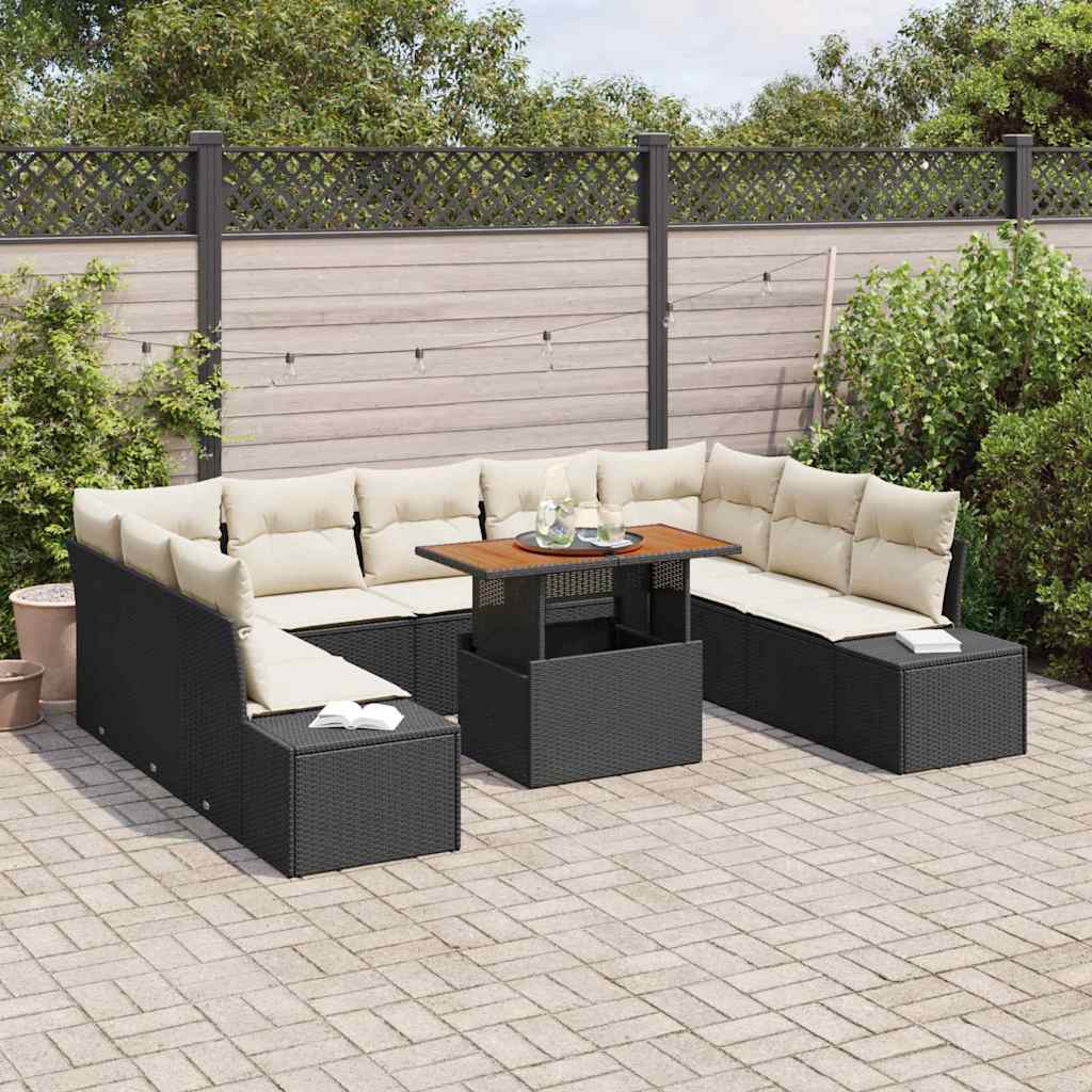 Conjunto de Sofá de Jardim 10 pcs Preto Rattan Sintético